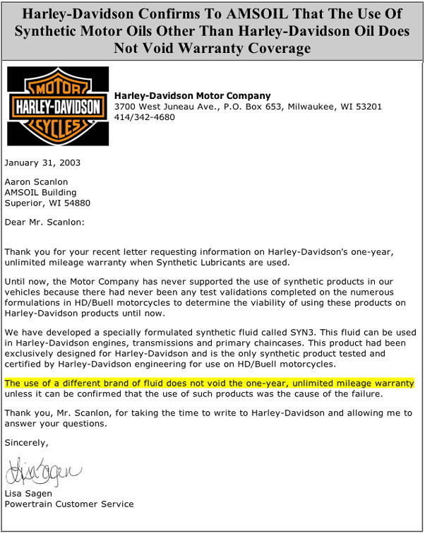 HD not honoring extended warranty because of synthetic oil?? Page 2